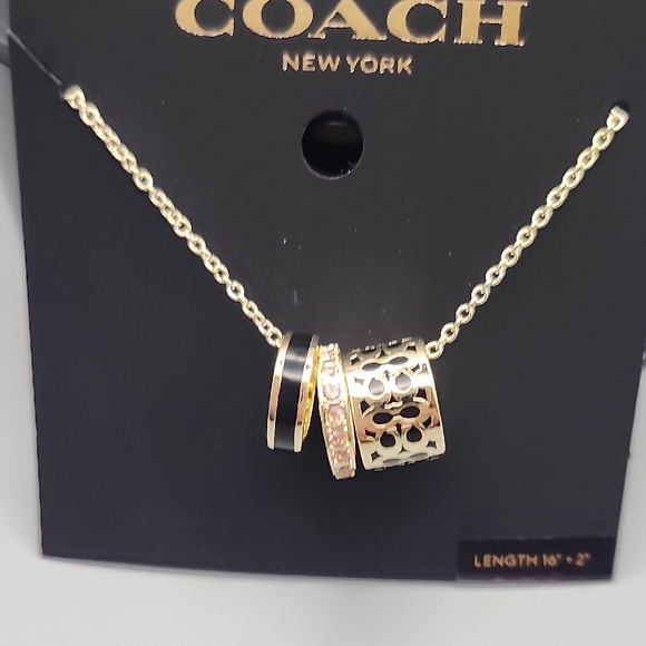 Coach Gold and Black Charm Necklace - Picture 1 of 10
